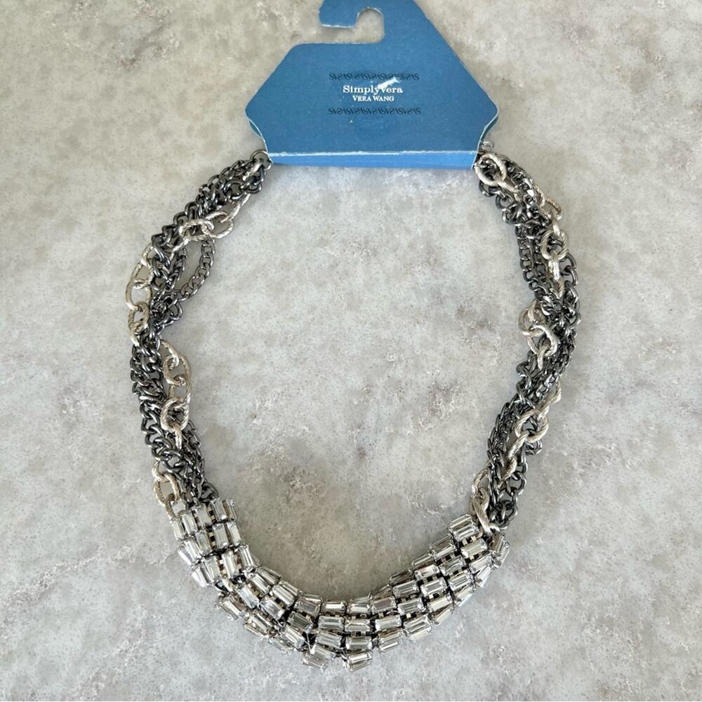 Simply Vera Wang chunky chain rhinestone statement necklace NWT